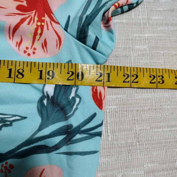 Bad Birdie Never Lei Up Floral Golf Polo Shirt Mens M Teal Hawaiian - Picture 7 of 8